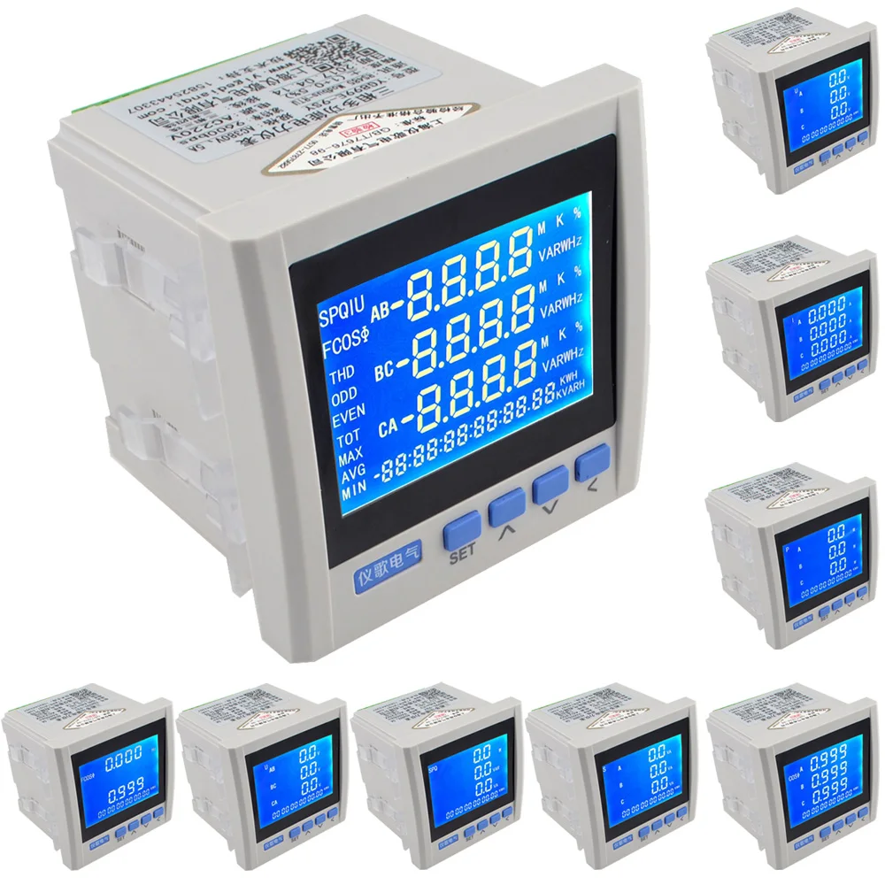 

3P Three-phase Multifunction LCD Digital Volt Amp Power Meter Energy Accumulation RS-485 Network Table Free Shipping 12003253