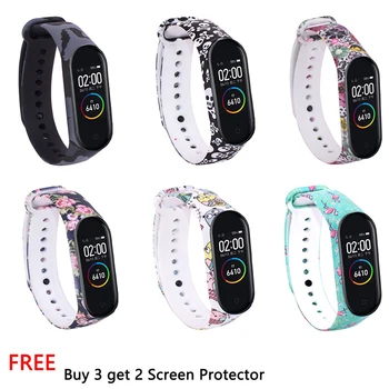 

Colorful Silicone Watch Band Strap For Xiaomi Mi Band 4 Smart Watch Waterproof Bracelet Painting Wrist band for mi band 4 strap
