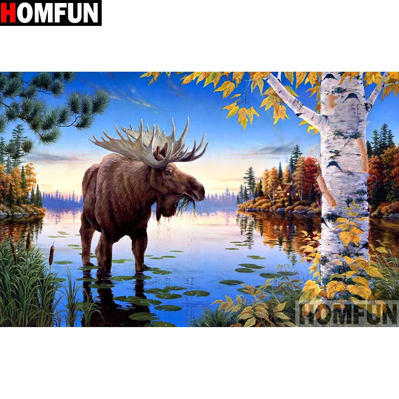 HOMFUN полный квадратный/круглый дрель 5D DIY алмазная живопись &quotЖивотное
