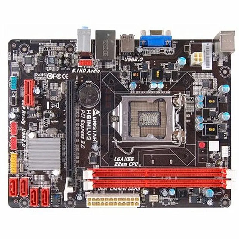 Б/у материнская плата H61 1155 для Biostar H61MLV2 DDR3 (LX LX3 PLUS V3 R2.0 S2PH S1 P8H61 M D3V|1155 motherboard|h61