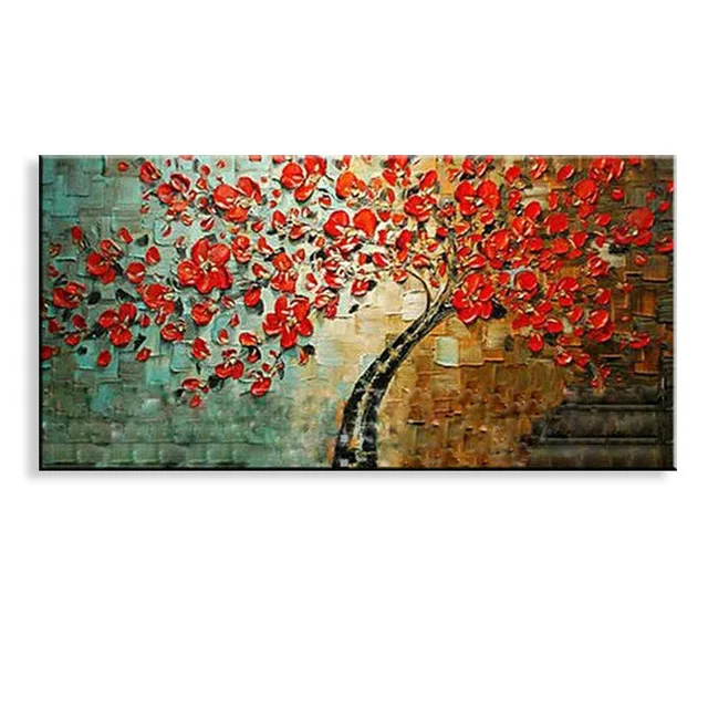 

100% handmade Modern Palette knife Tree Oil Painting 3D Flowers Paintings Home Decor Wall Art