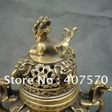 Коллекционные династии Цин медный Дракон Ладан плита \ кадило, украшения