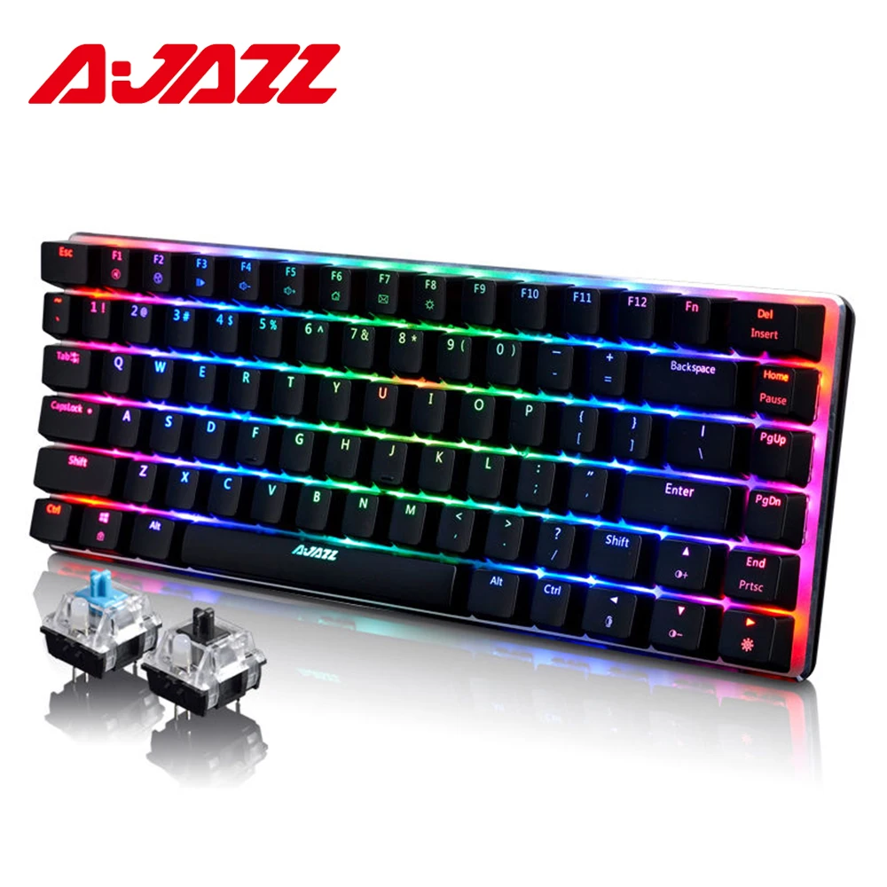 Ajazz AK33 82 ключи русский игровая клавиатура Проводная Механическая синий/черный