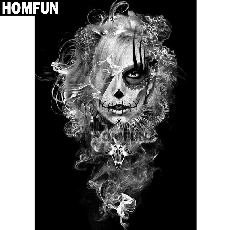 

HOMFUN Full Square/Round Drill 5D DIY Diamond Painting "Skull girl" Embroidery Cross Stitch 5D Home Decor Gift A01502