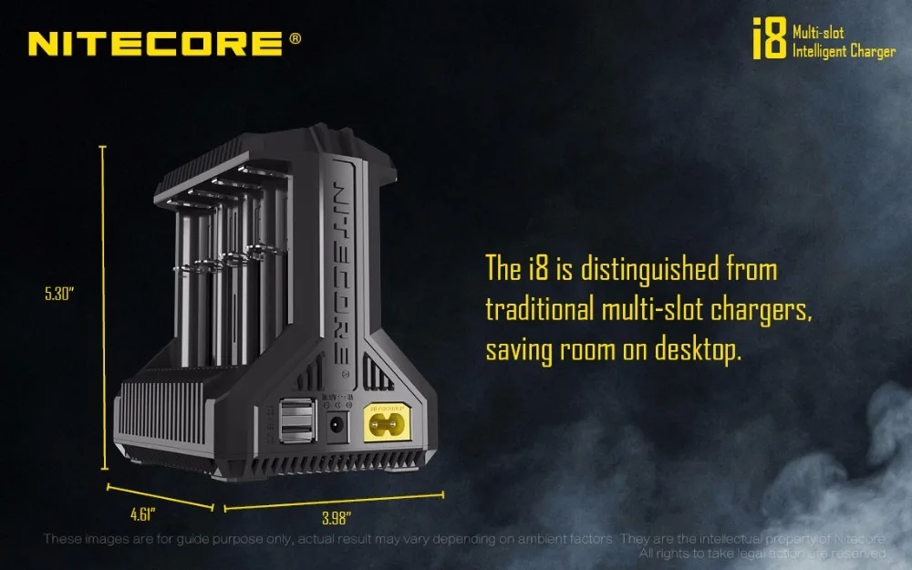 Nitecore i8 интеллектуальное зарядное устройство 8 слотов всего 4A выход Смарт зарядное устройство для IMR18650 16340 10440 AA AAA 14500 26650 и USB устройства