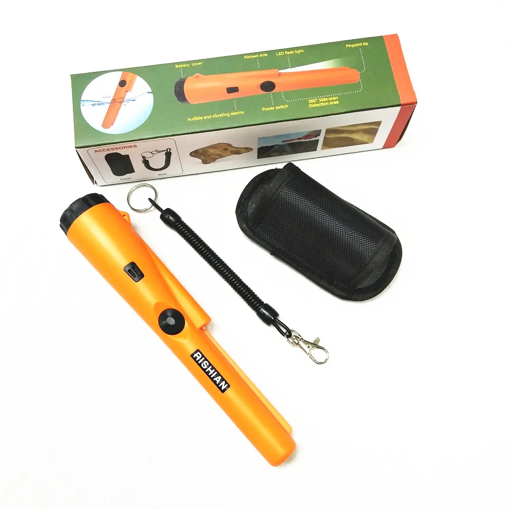 

2018 NEW orange color pro Pinpointing metal detector MD2018 pointer gold metal detector Static alarm with Bracelet free shipping