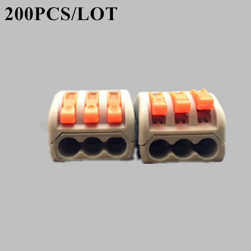 

Hole 3 PCT-213 200PCS/lot wire connector soft hard wires Universal terminal line pressing cap fast connection PCT 213