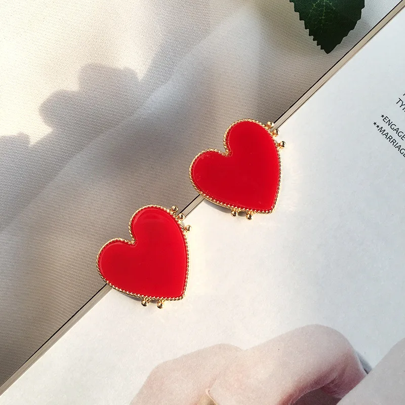 

2019 Vintage Bohemian Red Heart-shaped Earrings For Women Gold Punk Dangle Earring Earings Jewelry Party Gift