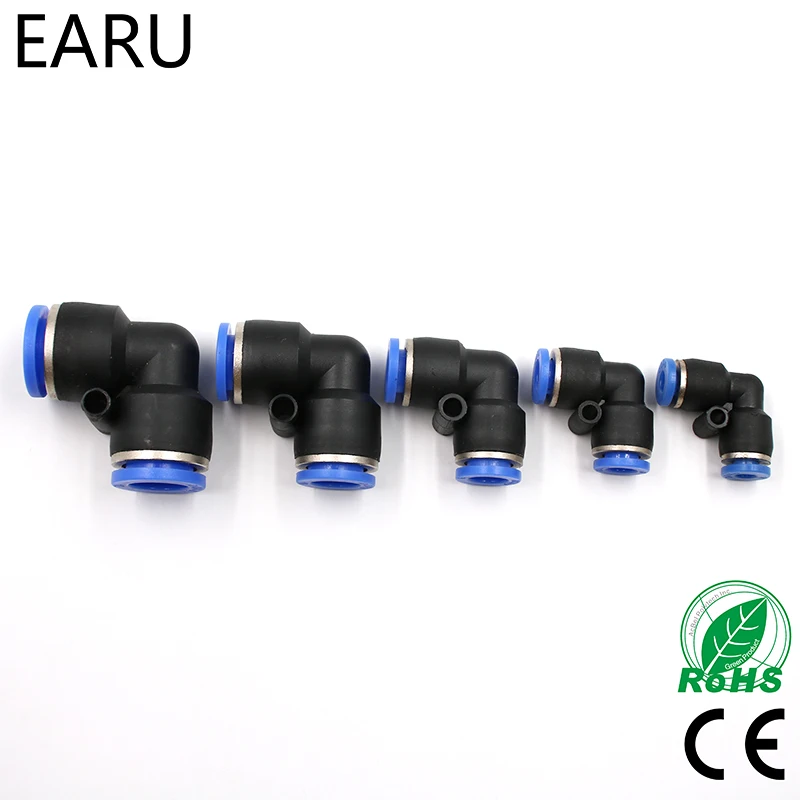 

5pcs PV4 6 8 10 12MM Pneumatic L Type Elbow Fitting Plastic Pipe Connector Quick Fitting Angle Adapter Plug