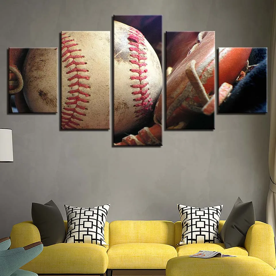 

Art Painting Modular Pictures HD Printed Canvas 5 Panel Sports Baseball Frame Home Decoration Living Room Wall Cuadros Poster