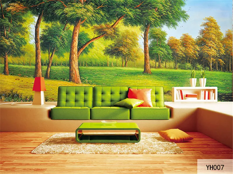 Пользовательские печати DIY ткань и текстильные обои для стен обои матовый шелк для гостиной живопись масляными красками "лес" Домашний декор хороший