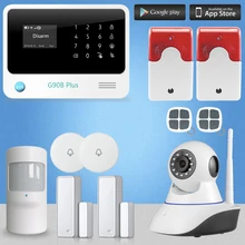 Chuangkesafe G90B Plus GSM/GPRS/SMS Sistema de Alarma de la Seguridad Casera Con Cámara IP Inteligente RFID Teclado Táctil de Control 2x Cable de Sirena