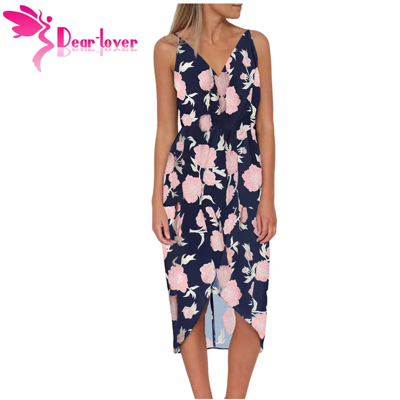 Blue-V-Neckline-Sleeveless-Floral-Dress-LC611082-5-31551