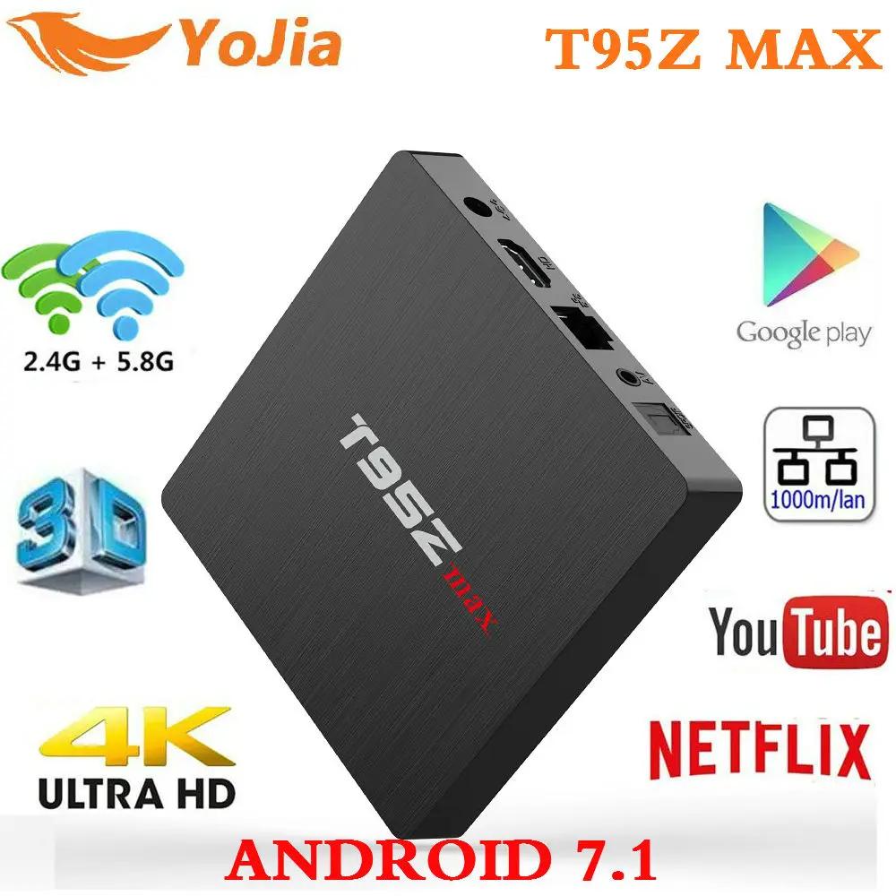 Smart TV BOX Android 7.1 T95z Max Amlogic S912 Octa Core 4K Set Top Box 3G/32G 2G/16G Dual WIFI T95z Plus Media Player PK X92 Smart TV BOX Android 7.1 T95z Max Amlogic S912 Octa Core 4K Set Top Box 3G/32G 2G/16G Dual WIFI T95z Plus Media Player PK X92