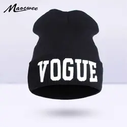 2017 бренд с вышитой надписью Vogue пару Кепки Skullies шапочки зима теплая шапка мягкий плетеный knitx Для мужчин и Для женщин хеджирования Кепки