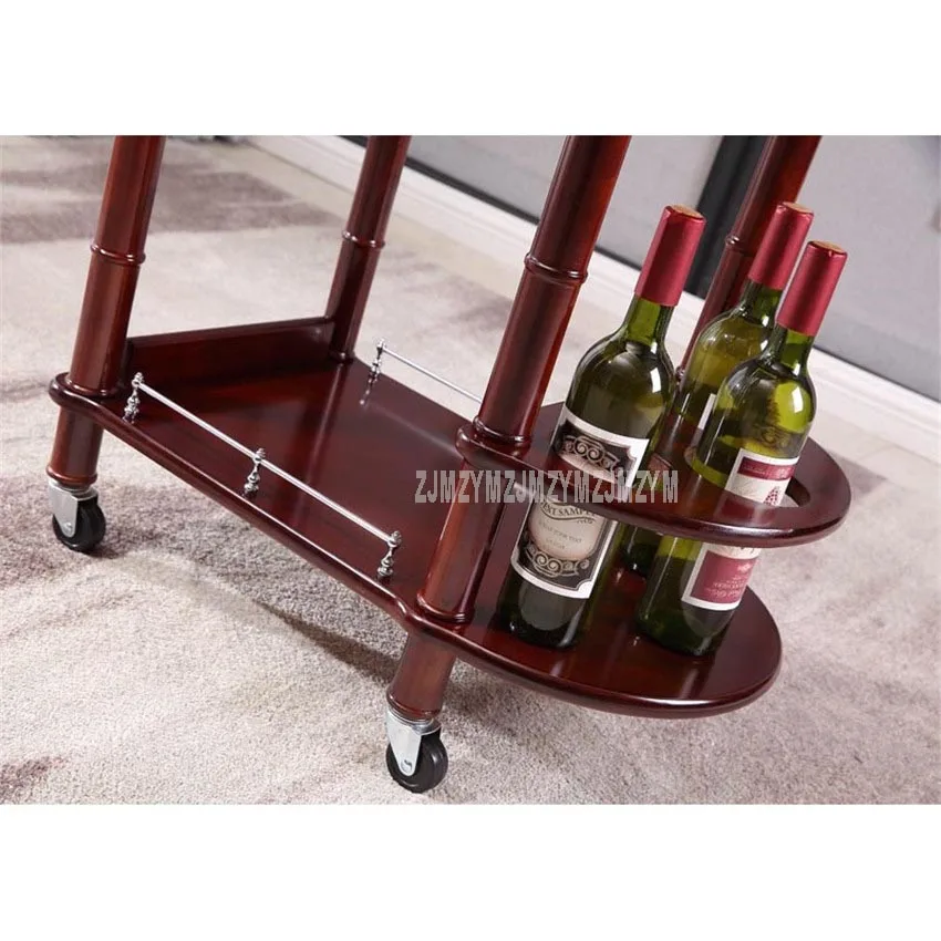  86cm Hotel Dining Cart With Wheels Double Layer Wood Table Wine Cart Beauty Parlour Kitchen Trolley - 32965646309