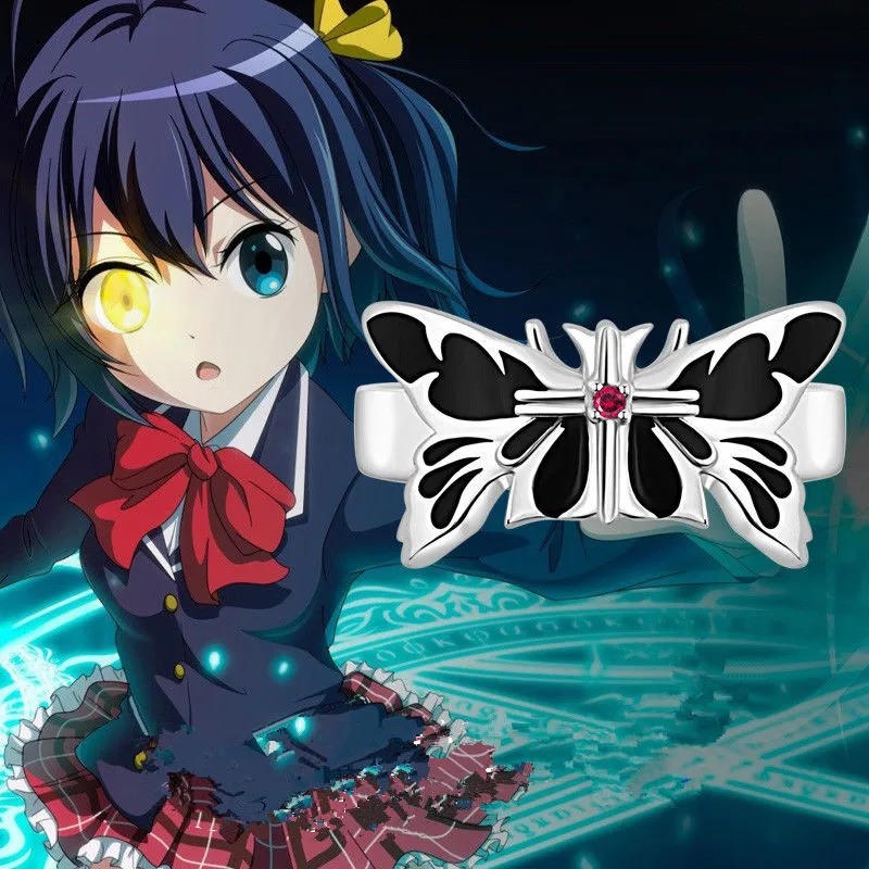 

Anime Love Chunibyo Other Delusions Takanashi Rikka Butterfly Ring 925 Sterling Silver Costume Props Gift New
