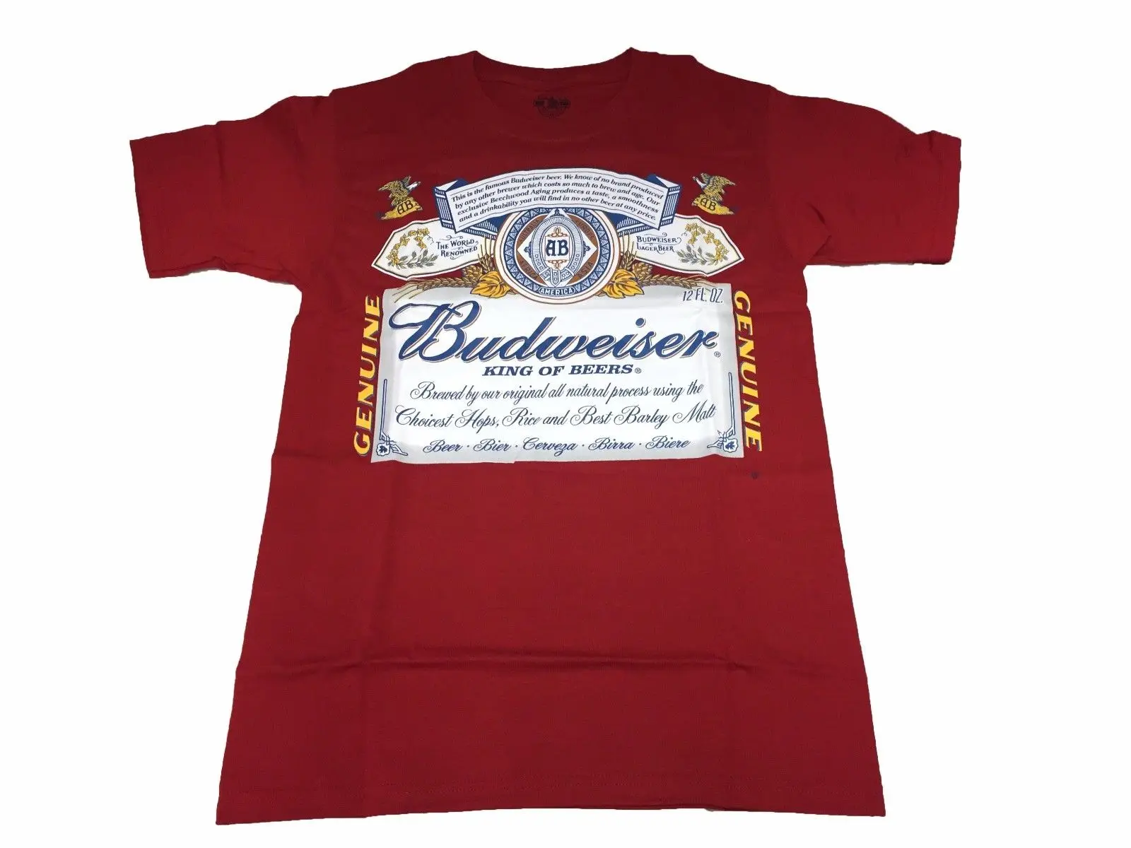 Budweiser Beer Can Логотип Классический алкогольный Лагер пиво Мужская футболка 2 вида