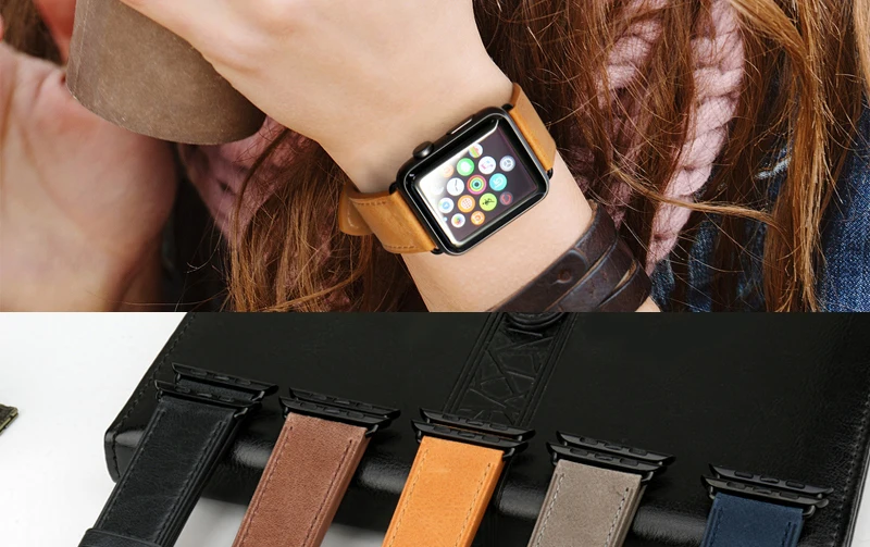 MAIKES пояса из мм натуральной кожи часы аксессуары для Apple Watch группа 38 мм и Apple Watch полосы 42 мм iwatch 3 2 1 оранжевый ремешок Браслеты