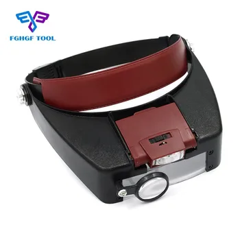 

FGHGF 1.5-8X Wearing Magnifier Glasses Magnifying Glass 3 Lens Loupe Illumination LED Light Microscope Helmet Style