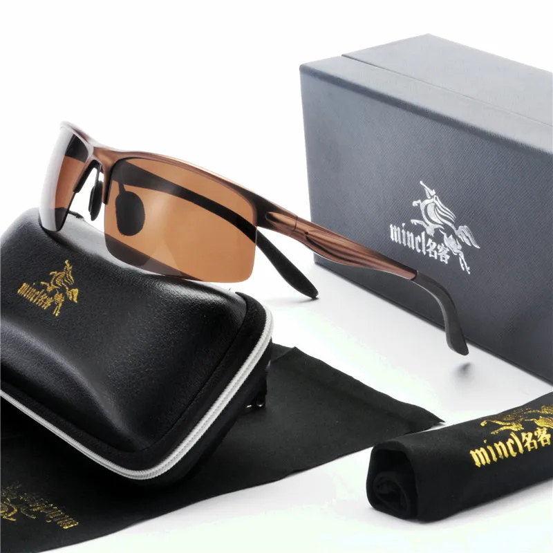 Модные поляризационные солнцезащитные очки для мужчин s Квадратные Солнцезащитные очки для мужчин UV400 фирменный дизайн алюминиево-магниевая оправа мужские солнцезащитные очки FML - Цвет линз: brown