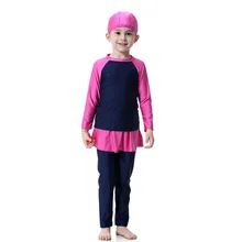 Комплект из 3 предметов для маленьких девочек, пляжная одежда, купальный Купальник с длинным рукавом, От 2 до 16 лет для девочек, детские пляжные купальные костюмы, L0129
