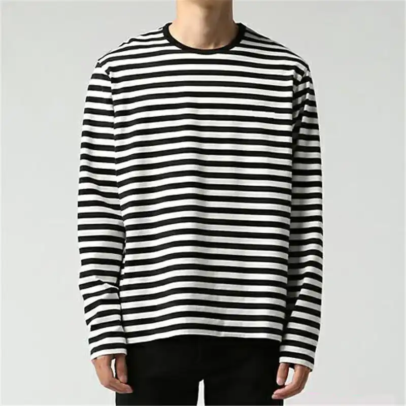 VERSMA Korean Ulzzang Harajuku GD Black White Striped T shirt Men Women ...