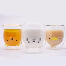 1 шт творческий двойной вина стеклянная кружка для пива для сока молока чашки Посуда Кухня дом мультфильм прекрасные подарки