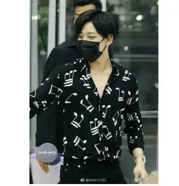 Мужская рубашка с короткими рукавами kpop GOT7 Bambam черная хлопковая Повседневная