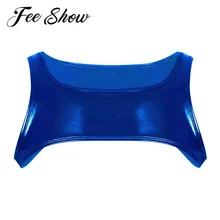 Мужские блестящие металлические плеча обхватывающие грудь ремни мужской короткий жилет топы Вечеринка клуб шоу костюмы Экзотические половина мускул майка