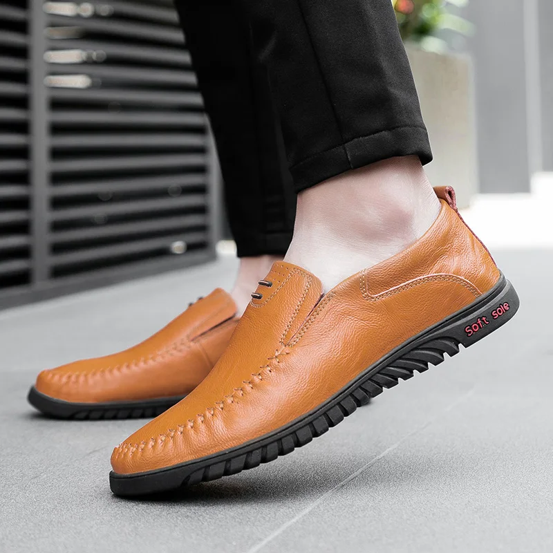 

Men Casual Driving Shoes 2018 Men Leather Loafers Shoes Fashion Vulcanize Shoes Soft Moccasins Flats Outdoor Zapatillas Hombre