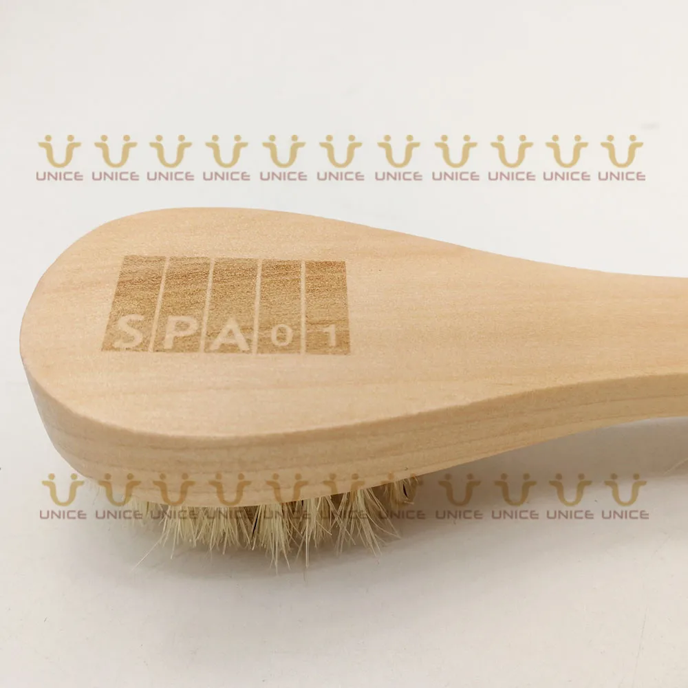 100Pcs/Lot OEM Customized LOGO Boar Bristle Facial Shaving Brush Wooden Handle Cleaning Grooming