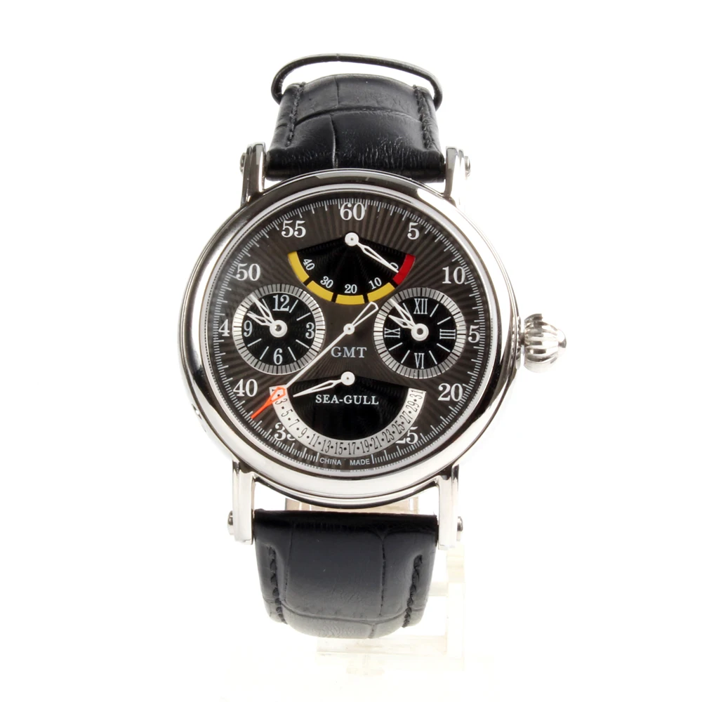 High Complication Dual Time Zone GMT Genuine Seagull M189S Power Reserve Retrograde Date