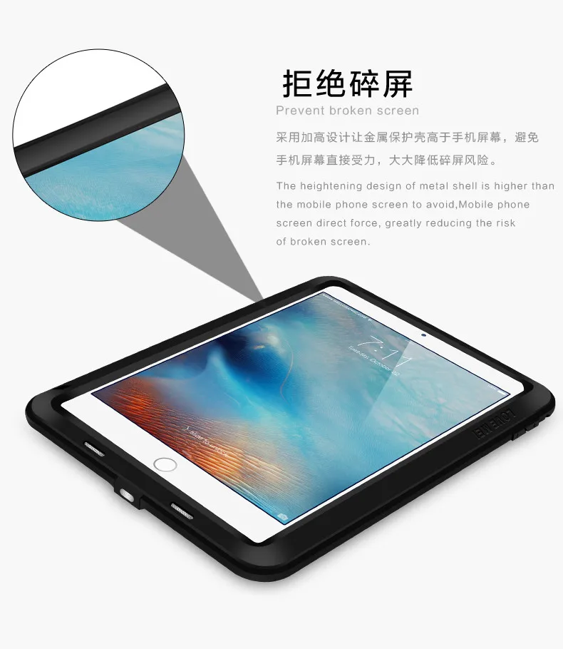 Love Mei мощный противоударный Алюминий чехол Обложка для Apple iPad Air/Air 2/Mini 2/3/4/5/6 Чехол Heavy w/гориллы закаленное Стекло