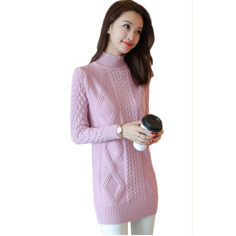 2019 Female Half Turtleneck Sweater Warm Winter Knitted Pullover Long Sleeved Bottom Sweaters Jumper Plus size Femme Tops Y56 | Женская
