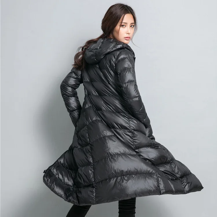 NewBang Брендовое длинное пуховое пальто, Женский легкий пуховик для женщин, пальто с перьями, зимняя ветровка, теплая парка