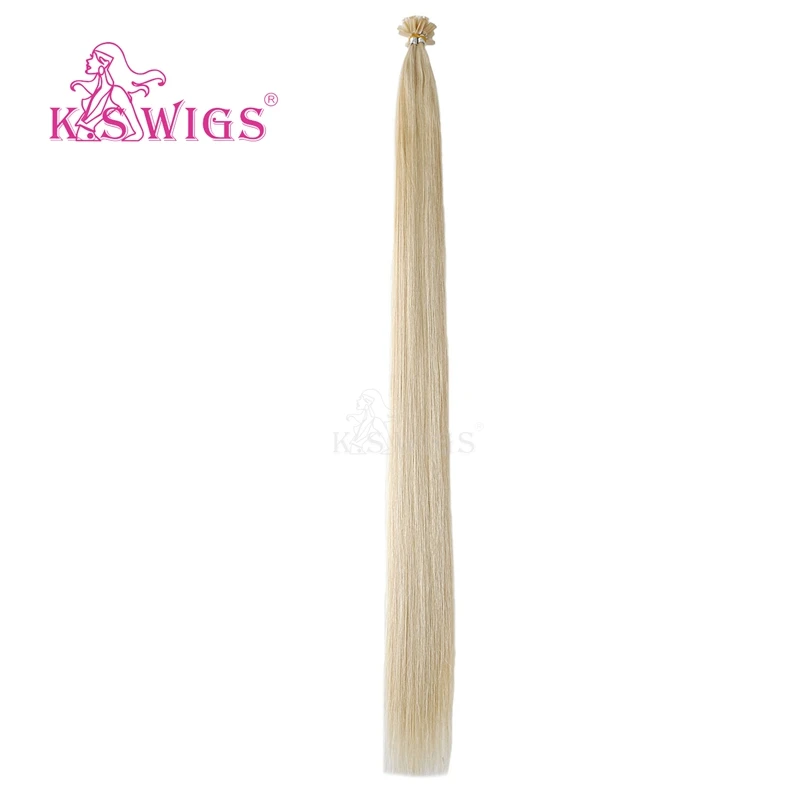K.S WIGS Remy Capsule Nail U Tip Human Hair Extensions Keratin Pre bonded Double Drawn Straight Fusion Hair 16'' 20'' 24'' 28''