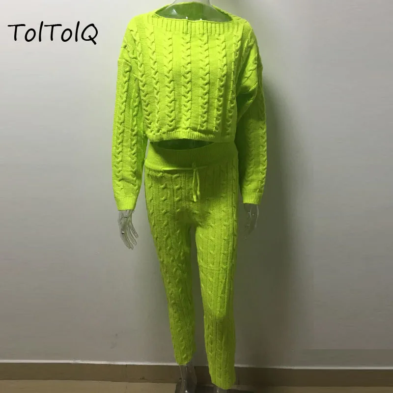 TolTolQ/комплект из двух предметов г., осенний комплект со штанами, свитер, Повседневный, серый, зимний, с длинными рукавами, комплект из 2 предметов, Женский трикотажный свитер