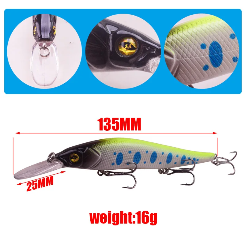 1 قطعة الصيد إغراء البلم Wobblers 135 مللي متر 16g Crankbait Swimbait مع التريبل خطاف الاصطناعي الصلب بيت الصيد معالجة PR-570 1 قطعة الصيد إغراء البلم Wobblers 135 مللي متر 16g Crankbait Swimbait مع التريبل خطاف الاصطناعي الصلب بيت الصيد معالجة PR-570