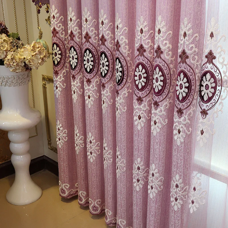 Европейские водорастворимые жаккардовые роскошные ткани занавески скрининга вышивка отвесный тюль для спальни гостиной окна пелмет