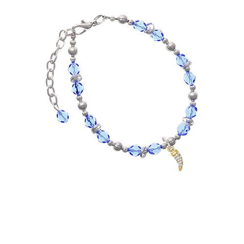 Goldtone Small Crystal Sabre Tooth Light Blue Beaded Bracelet