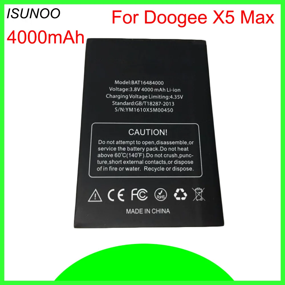 Аккумулятор ISUNOO Для Doogee X5 Max аккумулятор 4000 мАч высокого качества Pro|Аккумуляторы