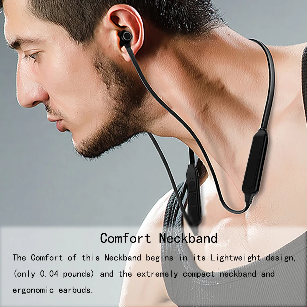 Bluetooth наушники 15Hr беспроводные V5.0 с шумоподавлением спортивные микрофоном для
