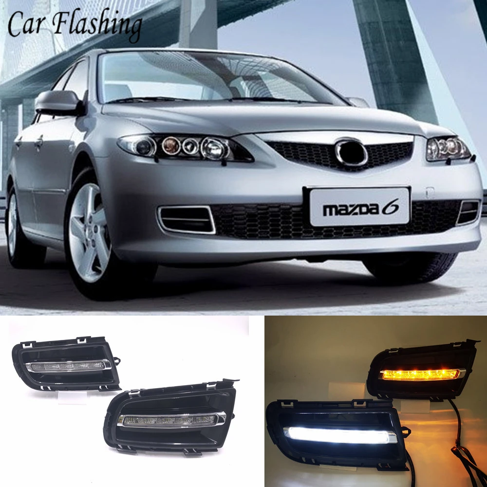 

Car Flashing 2pcs For Mazda 6 Mazda6 2006 2007 2008 2009 LED DRL Daytime Running Light Daylight Waterproof Turn Signal lamp