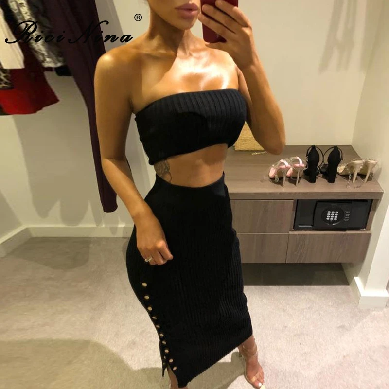 RICININA 2019 Women Sexy Dress Woman Slash Neck Backless Side Slit Knitted Long Dress Bandage Party Elegant Club Party Dresses RICININA 2019 Women Sexy Dress Woman Slash Neck Backless Side Slit Knitted Long Dress Bandage Party Elegant Club Party Dresses