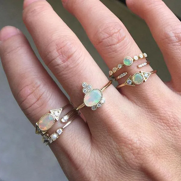 

top qualilty tiny delicate gold color small rings opal cz stone size 6 7 8 Girl gift simple cute finger ring wholesale