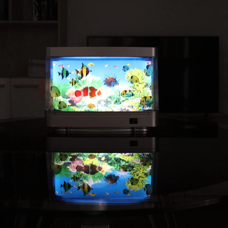 Искусственный аквариум для декорирования комнаты и для детей, светодиодный светильник для домашних животных, автоматически плавающий, светодиодный светильник для аквариума, подарочная коробка