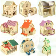 Enigma de madeira 3d puzzle brinquedo de madeira para crianças diy casa modelo de construção Villa handmade mini toy kid educacional enigma criativo