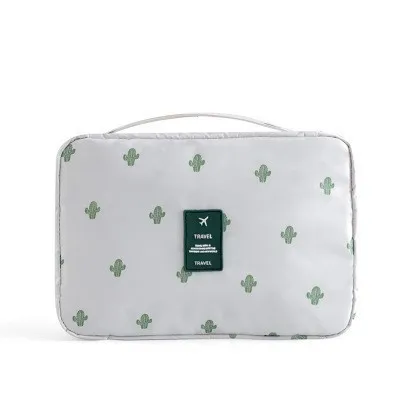 Новые портативные сумки для макияжа для путешествий, Большая вместительная сумка для хранения, можно стирать, сумка для стирки, Водонепроницаемый Косметический Чехол из Оксфорда - Цвет: Small White cactus