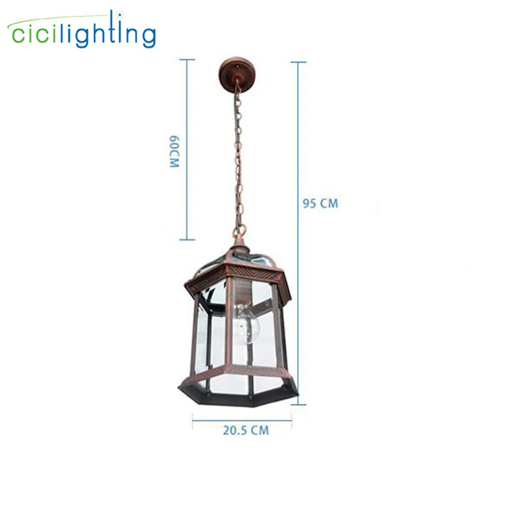 Antique Aluminum alloy+ glass shade outdoor pendant lights,black brown grape rack exterior pathway walkway aisle hanging lamp